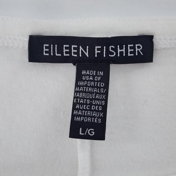 EILEEN FISHER Women's Round Neck Tencel Short Sleeve Tee T-Shirt White - Picture 4 of 5